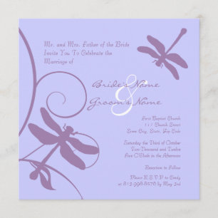Periwinkle &Lavender Dragonfly Wedding Invitation