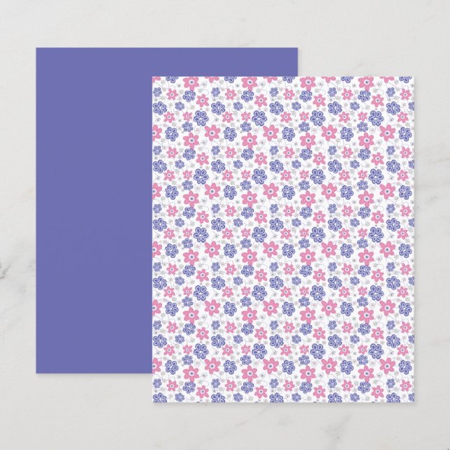 Periwinkle Lavender Pink Flowers Scrapbook Paper (Front/Back)
