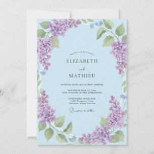 Periwinkle Lilac Painted Wedding Invitation