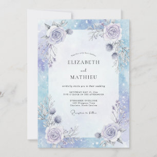 Periwinkle Lilac Rose Wedding Invitation