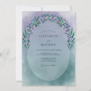 Periwinkle Lilac Sprig Muted Eucalyptus Wedding Invitation