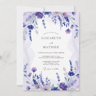Periwinkle Lilac Sprig Sage Wedding Invitation