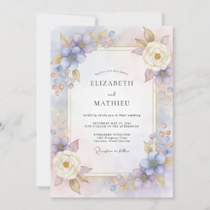 Periwinkle Lilac Watercolor Wedding Invitation
