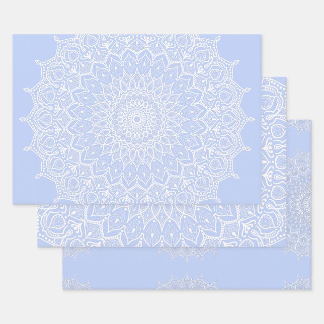 Periwinkle Mandala - Bora in Juniper Berry Wrapping Paper Sheet (Set)