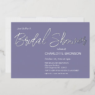 Periwinkle Minimalist Script Bridal Shower Silver