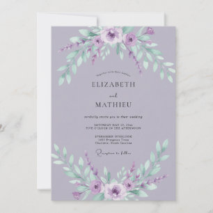 Periwinkle Mint Ranunculus Dusty Eucalyptus Weddin Invitation