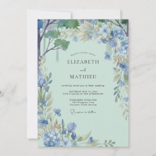 Periwinkle Mint Vine Wedding Invitation