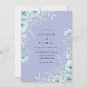 Periwinkle Mint Wildflower Wedding Invitation