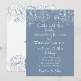 Periwinkle Modern Boho Floral Minimalist Wedding Invitation