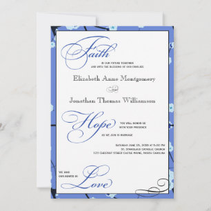 Periwinkle Modern Christian Wedding Invitations