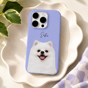 Periwinkle Modern Dog Photo and Script Pet Name iPhone 16 Pro Case