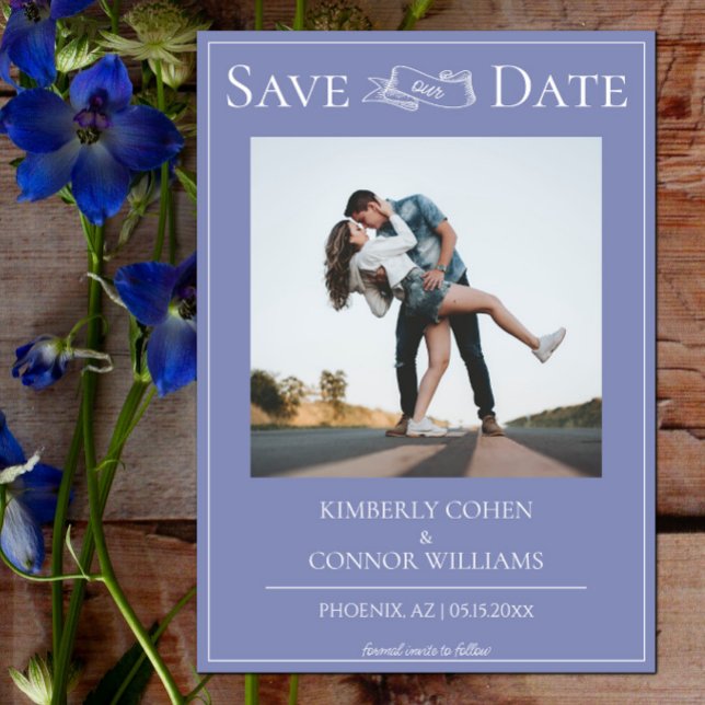Periwinkle Modern Photo Save the Date (Periwinkle Modern Photo Save the Date)