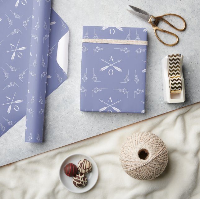 Periwinkle Monogram and Arrows Wrapping Paper (Crafts)