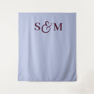 Periwinkle Monogram Script Ampersand Wedding Tapestry