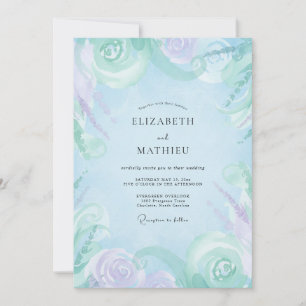 Periwinkle Muted Lilac Blossom Wedding Invitation