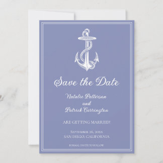 Periwinkle Nautical Anchor Save the Date Invite