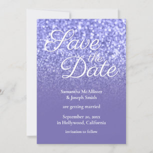 Periwinkle Ombre Glitter Save the Date Invitation