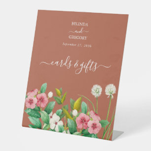 Periwinkle Orange Terracotta Cards Gifts Wedding Pedestal Sign