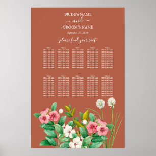 Periwinkle Orange Terracotta Wedding Seating Chart