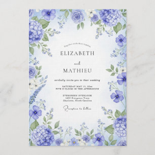 Periwinkle Painterly Bloom Wedding Invitation