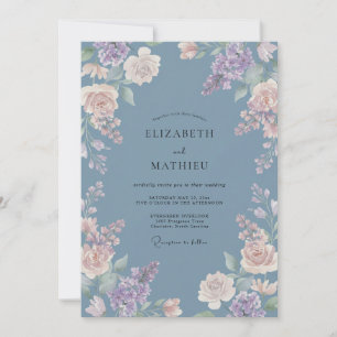 Periwinkle Painterly Embrace Wedding Invitation
