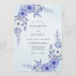 Periwinkle Painterly Flourish Wedding Invitation