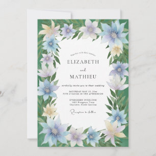 Periwinkle Pale Yellow Wildflower Wedding Invitation