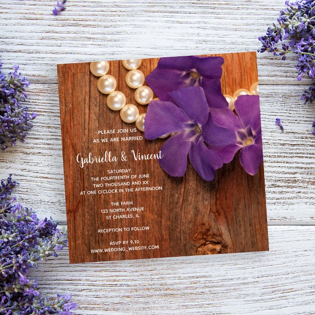 Periwinkle, Pearls and Barn Wood Ranch Wedding Invitation (Creator Uploaded)