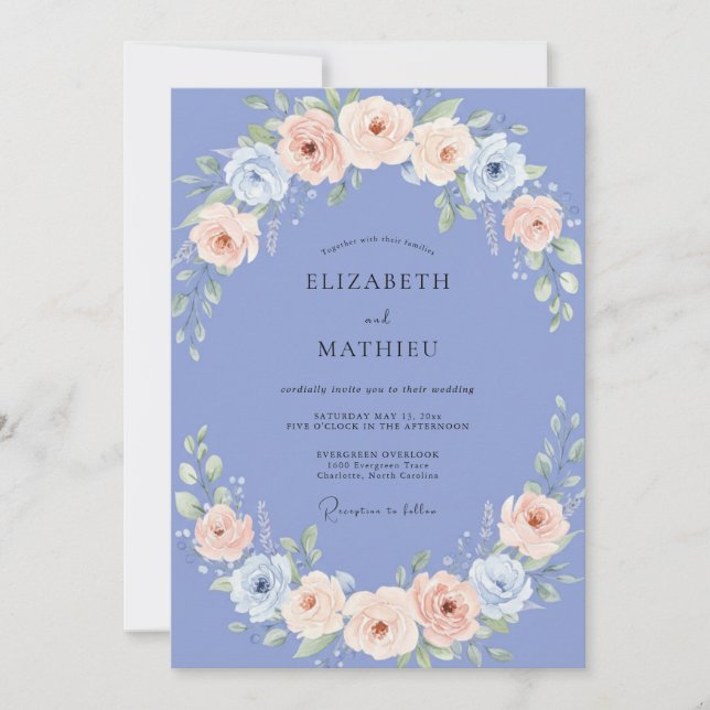Periwinkle Picturesque Spring Wedding Invitation (Front)