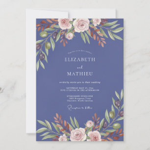 Periwinkle Pink Petal Wedding Invitation