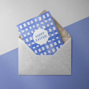 Periwinkle plaid pattern Easter Card