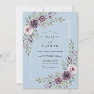 Periwinkle Plum Blossom Wedding Invitation