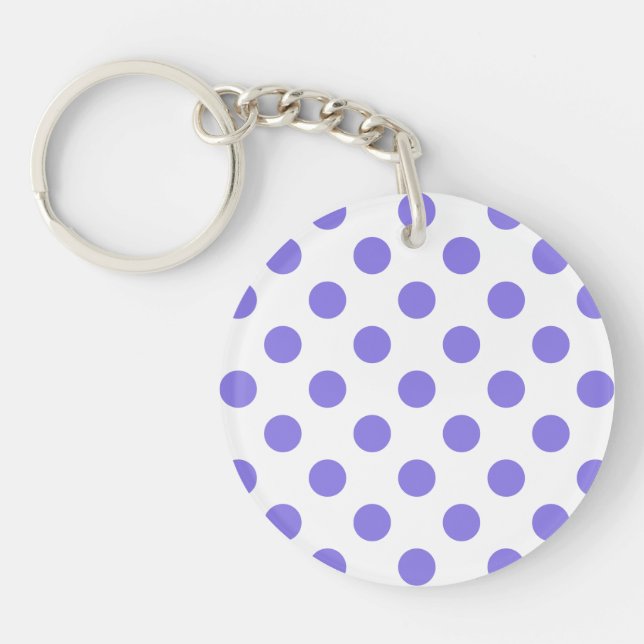 Periwinkle polka dots key ring (Front)