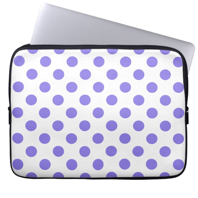 Periwinkle polka dots laptop sleeve (Front)