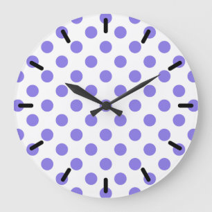 Periwinkle polka dots large clock