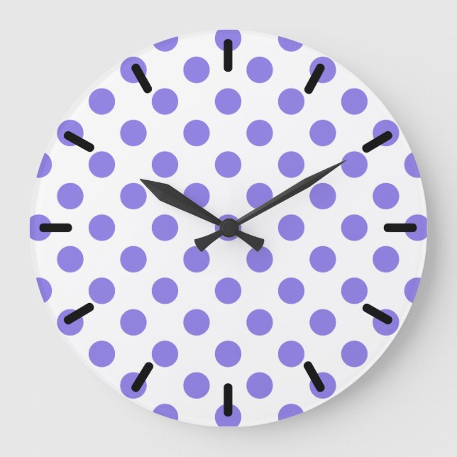 Periwinkle polka dots large clock (Front)