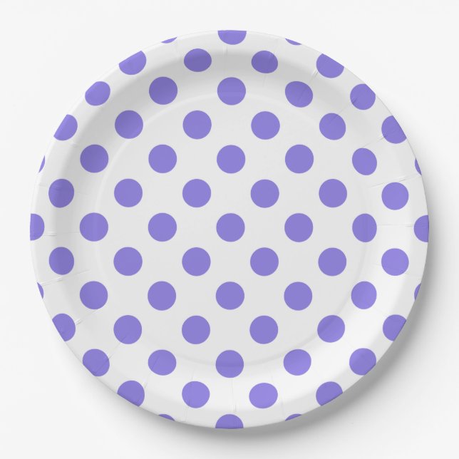 Periwinkle polka dots paper plate (Front)