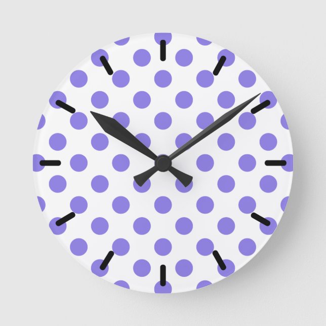 Periwinkle polka dots round clock (Front)