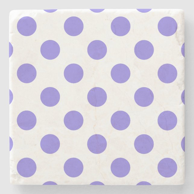 Periwinkle polka dots stone coaster (Front)