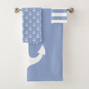 Periwinkle Preppy Anchor Monogram Bath Towel Set