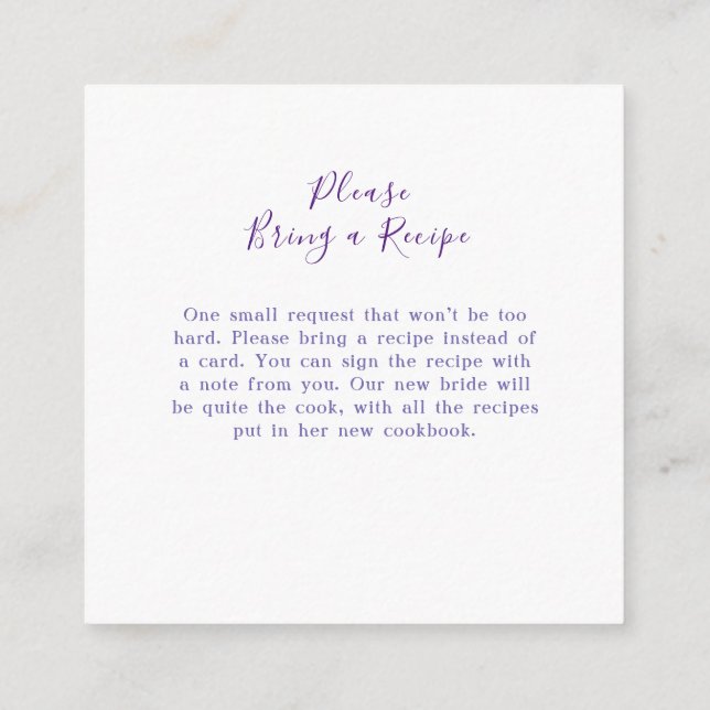 Periwinkle Pressed Wildflower Boho Bridal Shower Enclosure Card (Back)