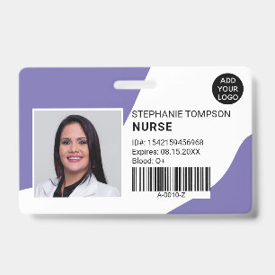 Periwinkle professional nurse photo logo code ID badge