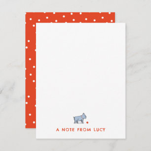 Periwinkle Pug with Red Ball Children's Stationery Card