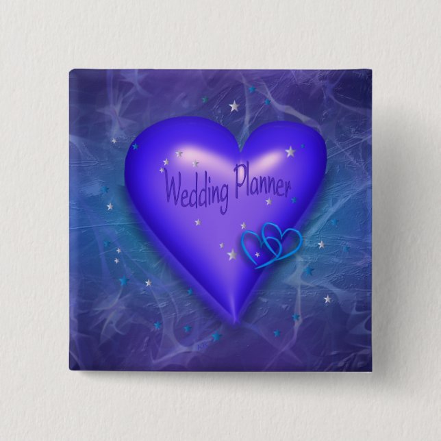 Periwinkle Purple & Aqua Wedding Planner button (Front)