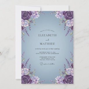 Periwinkle Purple Bloom Wedding Invitation