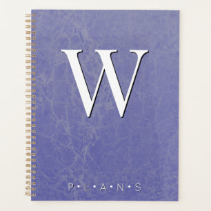 Periwinkle Purple Modern Marble Monogram Planner