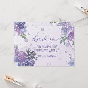 Periwinkle Purple Peony Alcohol Ink Thank You Card