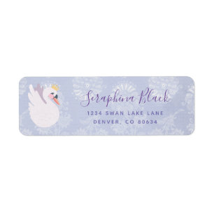 Periwinkle Purple Swan Princess Return Address
