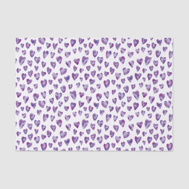 Periwinkle Purple Valentine Love Heart pattern Tissue Paper (Front)