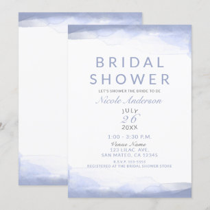 Periwinkle Purple Watercolor Modern Bridal Shower Invitation